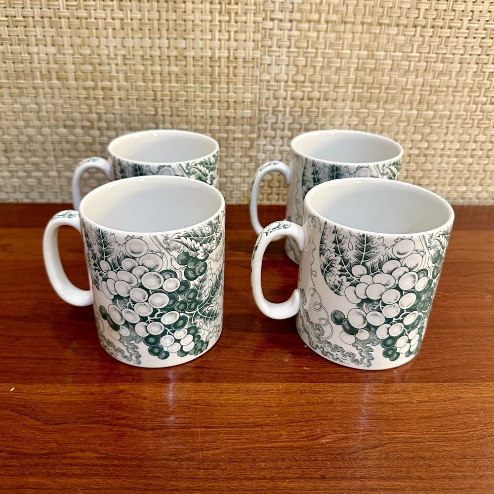 🌟HP🌟VTG 1999-2001 Spode 4 Green 'Grapes' Archive Collection Porcelain Mugs